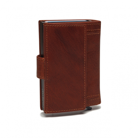 Portofel unisex cu suport pentru carduri, din piele naturala, The Chesterfield Brand, Hannover, cu protectie anti scanare RFID, Maro coniac [5]