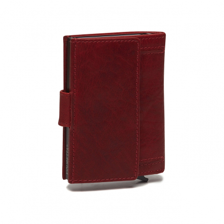 Portofel unisex cu suport pentru carduri, din piele naturala, The Chesterfield Brand, Hannover, cu protectie anti scanare RFID, Visiniu [4]