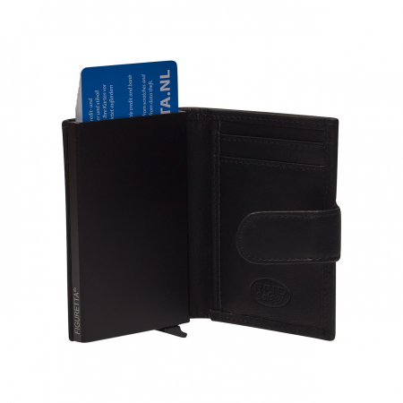 Portofel unisex cu suport pentru carduri, din piele naturala, The Chesterfield Brand, Hannover, cu protectie anti scanare RFID, Negru [1]