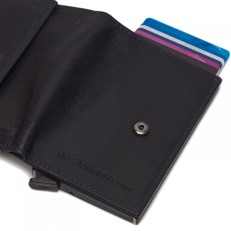 Portofel unisex cu suport pentru carduri, din piele naturala, The Chesterfield Brand, Hannover, cu protectie anti scanare RFID, Bleumarin [3]