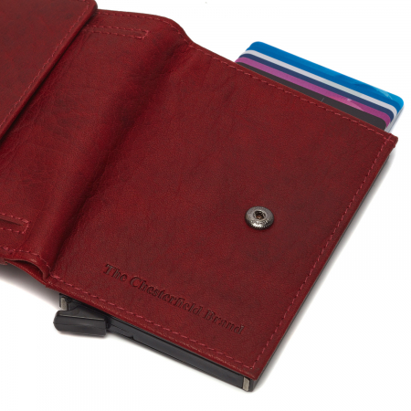 Portofel unisex cu suport pentru carduri, din piele naturala, The Chesterfield Brand, Hannover, cu protectie anti scanare RFID, Visiniu [3]