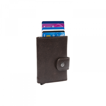 Portofel unisex cu suport pentru carduri, din piele naturala, The Chesterfield Brand, Larino, cu protectie anti scanare RFID, Maro inchis [1]