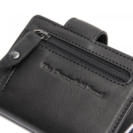 Portofel unisex cu suport pentru carduri, din piele naturala, The Chesterfield Brand, Larino, cu protectie anti scanare RFID, Negru [4]