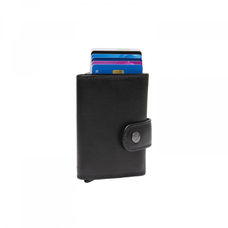 Portofele - Portofel unisex cu suport pentru carduri, din piele naturala, The Chesterfield Brand, Larino, cu protectie anti scanare RFID, Negru