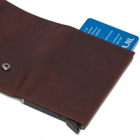 Portofel unisex cu suport pentru carduri, din piele naturala, The Chesterfield Brand, Mannheim, cu protectie anti scanare RFID, Maro inchis [3]