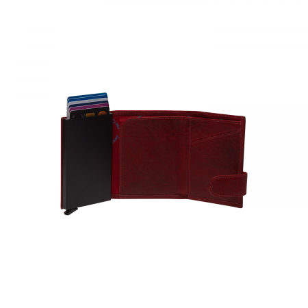 Portofel unisex cu suport pentru carduri, din piele naturala, The Chesterfield Brand, Mannheim, cu protectie anti scanare RFID, Visiniu [1]