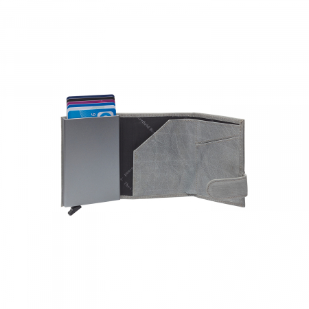 Portofel unisex cu suport pentru carduri, din piele naturala, The Chesterfield Brand, Mannheim, cu protectie anti scanare RFID, Gri deschis [3]