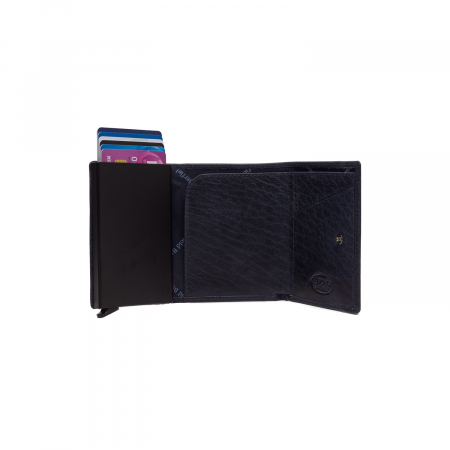 Portofel unisex cu suport pentru carduri, din piele naturala, The Chesterfield Brand, Paris, cu protectie anti scanare RFID, Bleumarin [1]
