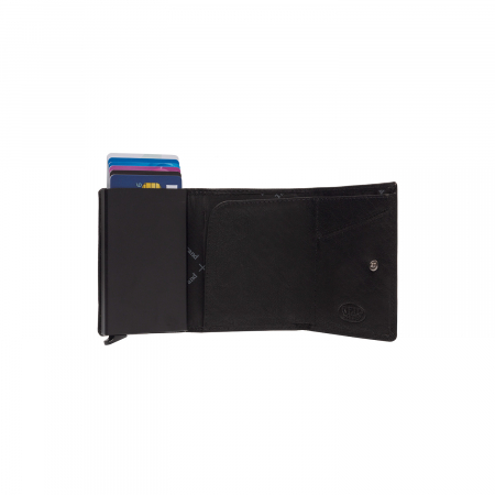 Portofel unisex cu suport pentru carduri, din piele naturala, The Chesterfield Brand, Paris, cu protectie anti scanare RFID, Negru [1]