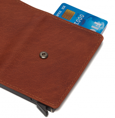 Portofel unisex cu suport pentru carduri, din piele naturala, The Chesterfield Brand, Paris, cu protectie anti scanare RFID, Maro coniac [3]