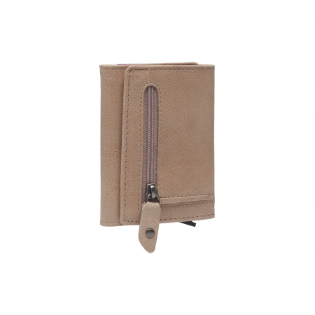 Portofel unisex cu suport pentru carduri, din piele naturala, The Chesterfield Brand, Paris, cu protectie anti scanare RFID, Bej [4]
