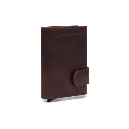 Port carduri - Portofel unisex cu suport pentru carduri, din piele naturala, The Chesterfield Brand, Portland, cu protectie anti scanare RFID, Maro inchis