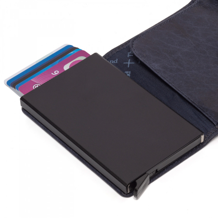 Portofel unisex cu suport pentru carduri, din piele naturala, The Chesterfield Brand, Portland, cu protectie anti scanare RFID, Bleumarin [3]