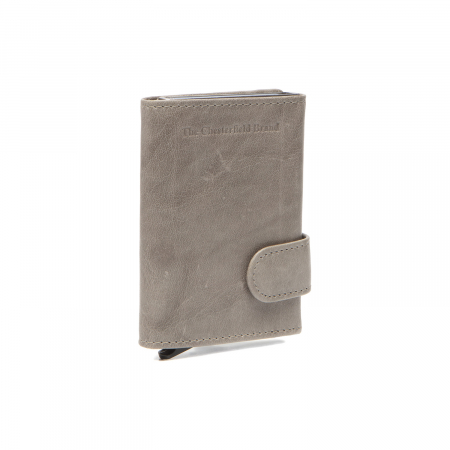 Barbati - Portofel unisex cu suport pentru carduri, din piele naturala, The Chesterfield Brand, Portland, cu protectie anti scanare RFID, Gri deschis