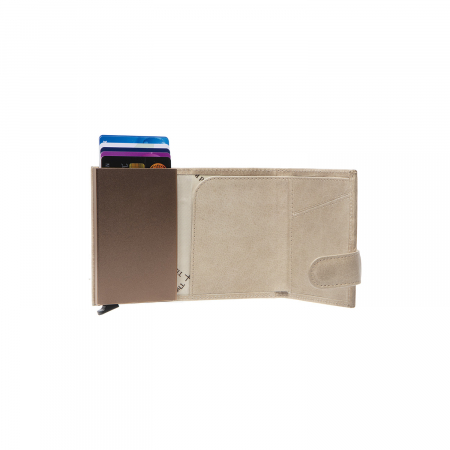 Portofel unisex cu suport pentru carduri, din piele naturala, The Chesterfield Brand, Portland, cu protectie anti scanare RFID, Bej [1]