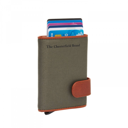 Port carduri - Portofel unisex cu suport pentru carduri, din piele naturala, The Chesterfield Brand, Sabana, cu protectie anti scanare RFID, Verde inchis