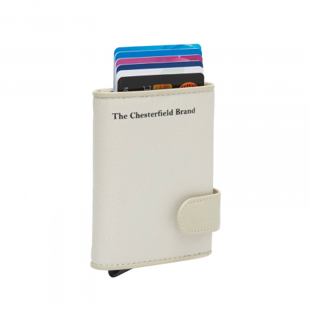Portofel unisex cu suport pentru carduri, din piele naturala, The Chesterfield Brand, Sabana, cu protectie anti scanare RFID, Alb