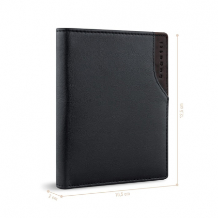 Portofel vertical din piele naturala, bugatti, seria Corso Deluxe, cu protectie anti scanare RFID, Negru [1]