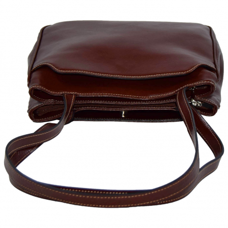 Poseta de dama din piele naturala, model 182, Maro coniac [5]