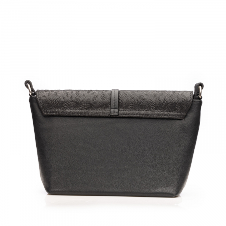 Poseta de umar crossbody, din piele naturala, Negru texturat [2]