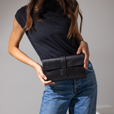 Plicuri elegante - Poseta plic elegant/casual din piele naturala, Hera, Negru