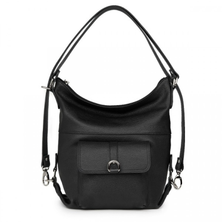 Geanta si rucsac 2 in 1, din piele naturală, Luiza, Negru [2]