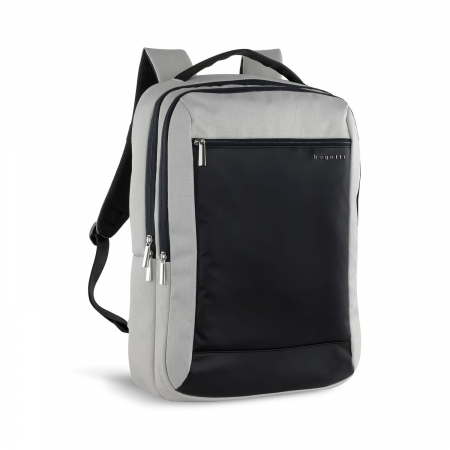 Rucsac barbati, bugatti, seria Sera pentru laptop si cu protectie RFID, Gri deschis / Negru