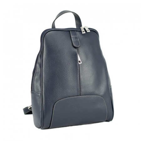 Rucsacuri - Rucsac dama din piele naturala moale, model 250, Bleumarin mat
