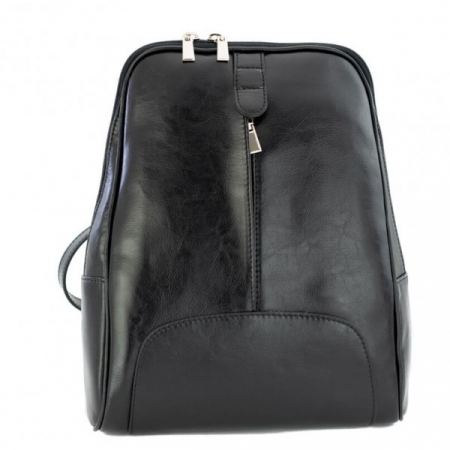 Rucsac dama din piele naturala fina, model 250, Negru lucios [2]