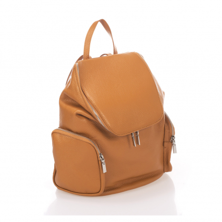 Rucsacuri - Rucsac dama Massimo Castelli, din piele naturala, model 7124, Maro coniac