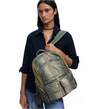 Rucsac de dama, Desigual, seria Bravo Hybrid Chester, Verde olive