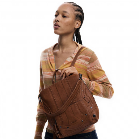 Rucsacuri - Rucsac de dama, Desigual, seria Embro Patch Pretoria, Maro coniac