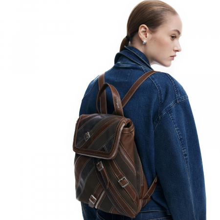 Rucsacuri - Rucsac de dama, Desigual, seria Fibonacci Hampton, Maro