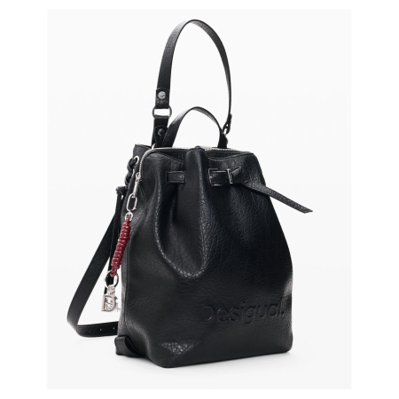 Rucsacuri - Rucsac mediu de dama, Desigual, seria Half Logo Luena, Negru