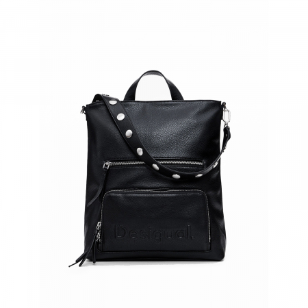 Rucsacuri - Rucsac/geanta de umar 2 in 1, dama, Desigual, seria Half logo, Negru