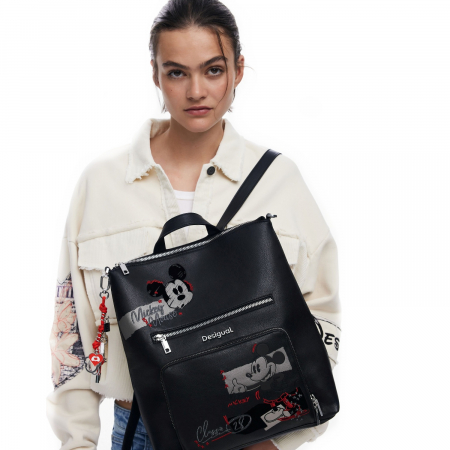 Rucsac de dama, Desigual, seria Mickey Rock Pretoria, Negru