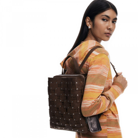 Rucsac de dama, Desigual, seria New Patch 1 Piedra, Maro ciocolata