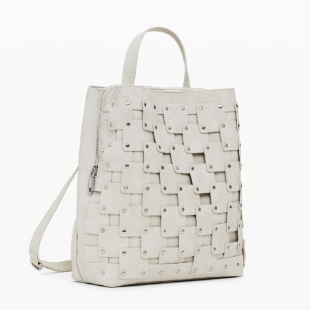 Rucsac de dama, Desigual, seria New Patch 1 Piedra, Alb [1]