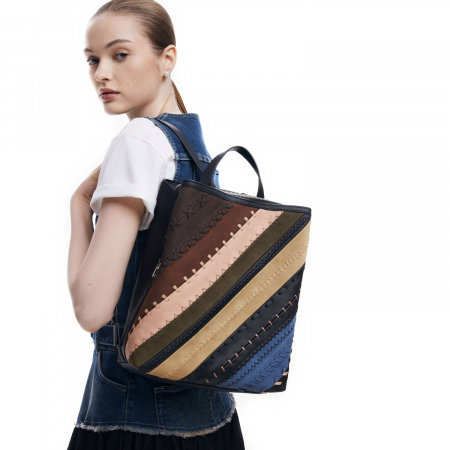 Rucsac de dama, Desigual, seria Quebec Whipstitch Sumy Straight, Multicolor