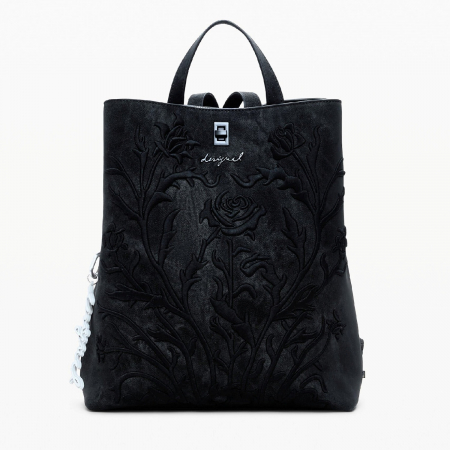 Rucsac de dama, Desigual, seria Romeo Floral Total, Negru [3]