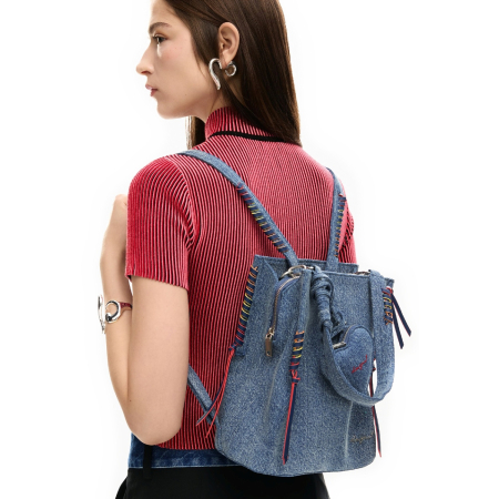 Rucsac de dama, Desigual, seria Torio Denim Sumy Mini Soft, Albastru