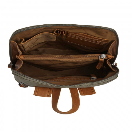 Rucsac de dama din nylon si  piele naturala, The Chesterfield Brand, Nesna, Verde inchis [2]