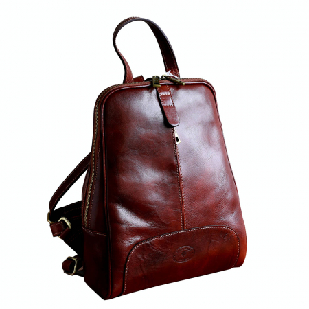 Rucsac  de dama din piele maro roscat model R102