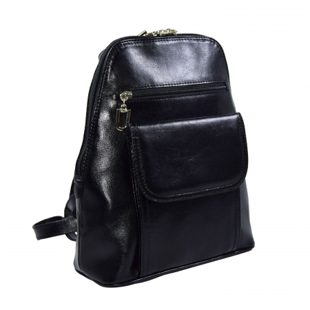 Rucsacuri - Rucsac de dama din piele naturala, model 119, Negru