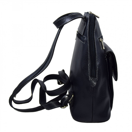 Rucsac de dama din piele naturala moale, model 119, Bleumarin mat [4]