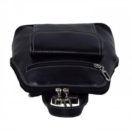 Rucsac de dama din piele naturala moale, model 119, Negru mat [5]