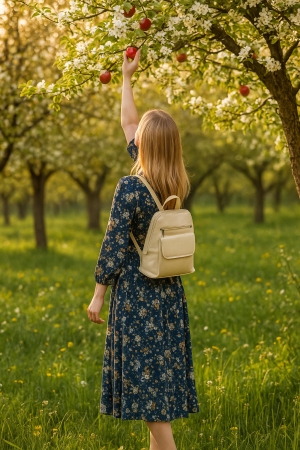 Rucsacuri - Rucsac de dama din piele naturala, model 119,  Bej