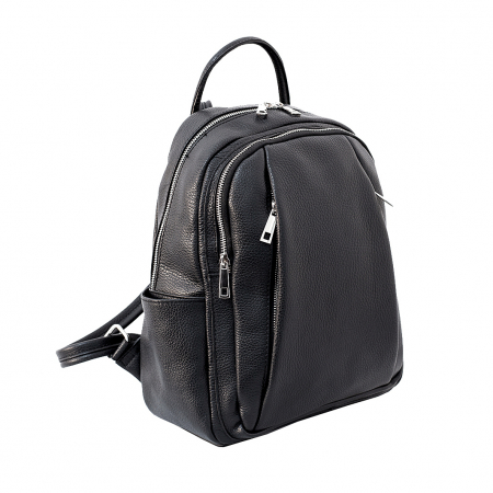 Rucsacuri - Rucsac de dama din piele naturala moale, model R137, Negru