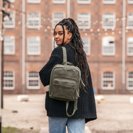 Rucsacuri - Rucsac de dama din piele naturala, The Chesterfield Brand, Luzern, Verde olive