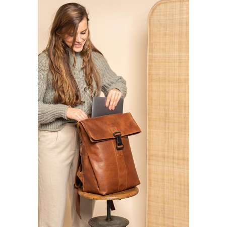 Rucsac unisex din piele naturala, The Chesterfield Brand, Savona, Maro coniac [1]